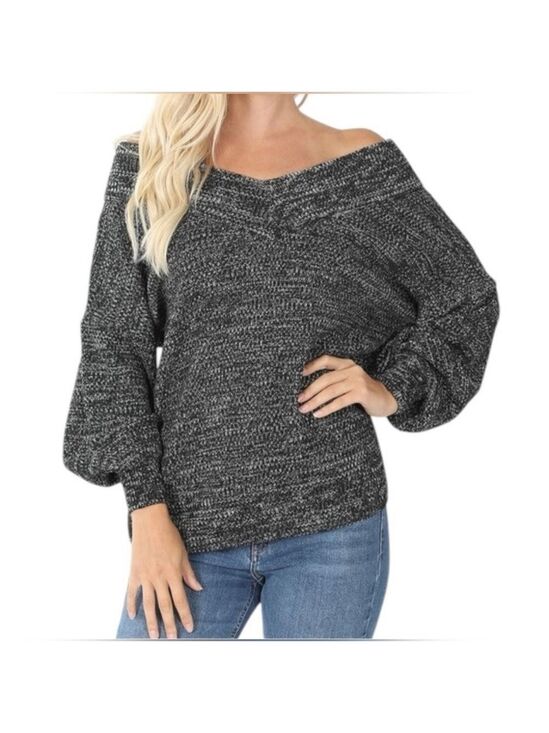Zenana Outfitters Sweaters - Zenana Oversized V-Neck Sweater – Cozy Chic Essential | Black